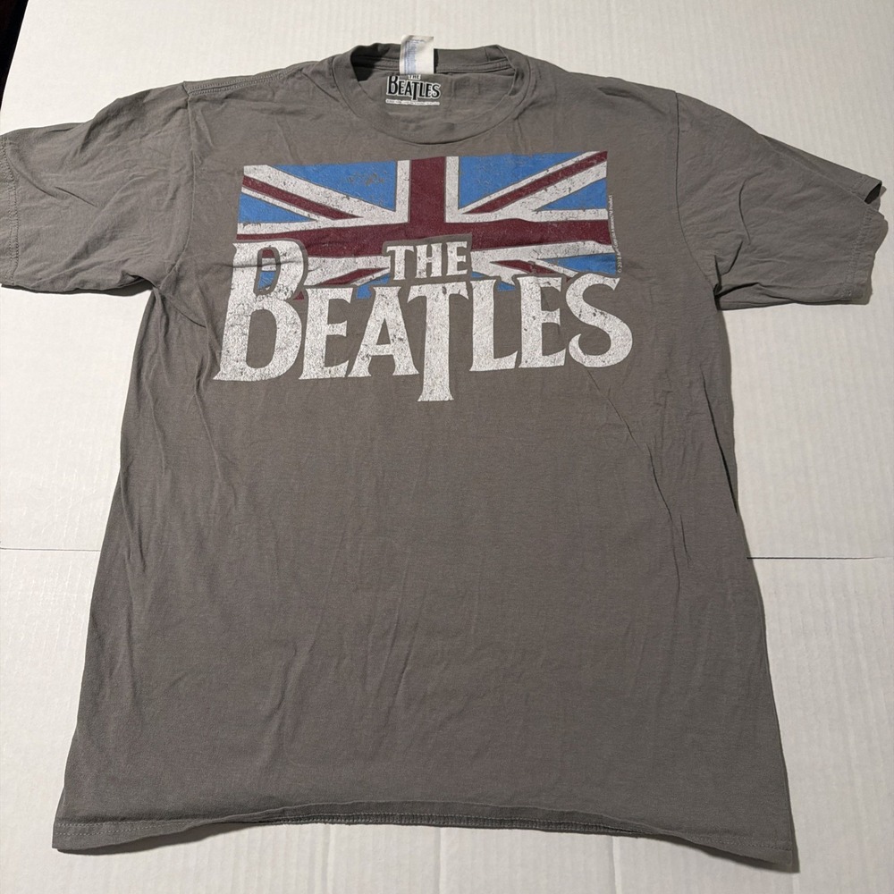The Beatles Distressed T-Shirt Medium Gray Unisex